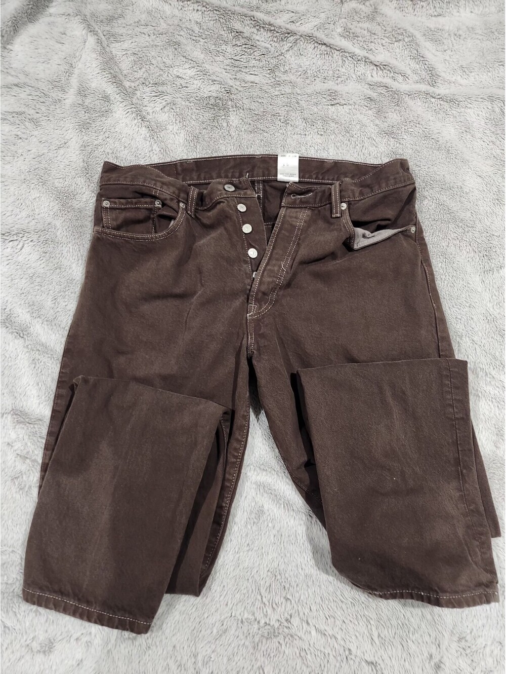 Vintage Men's Y2K Grey Levi's Button Fly 501 Jeans Straight Sz 38x34